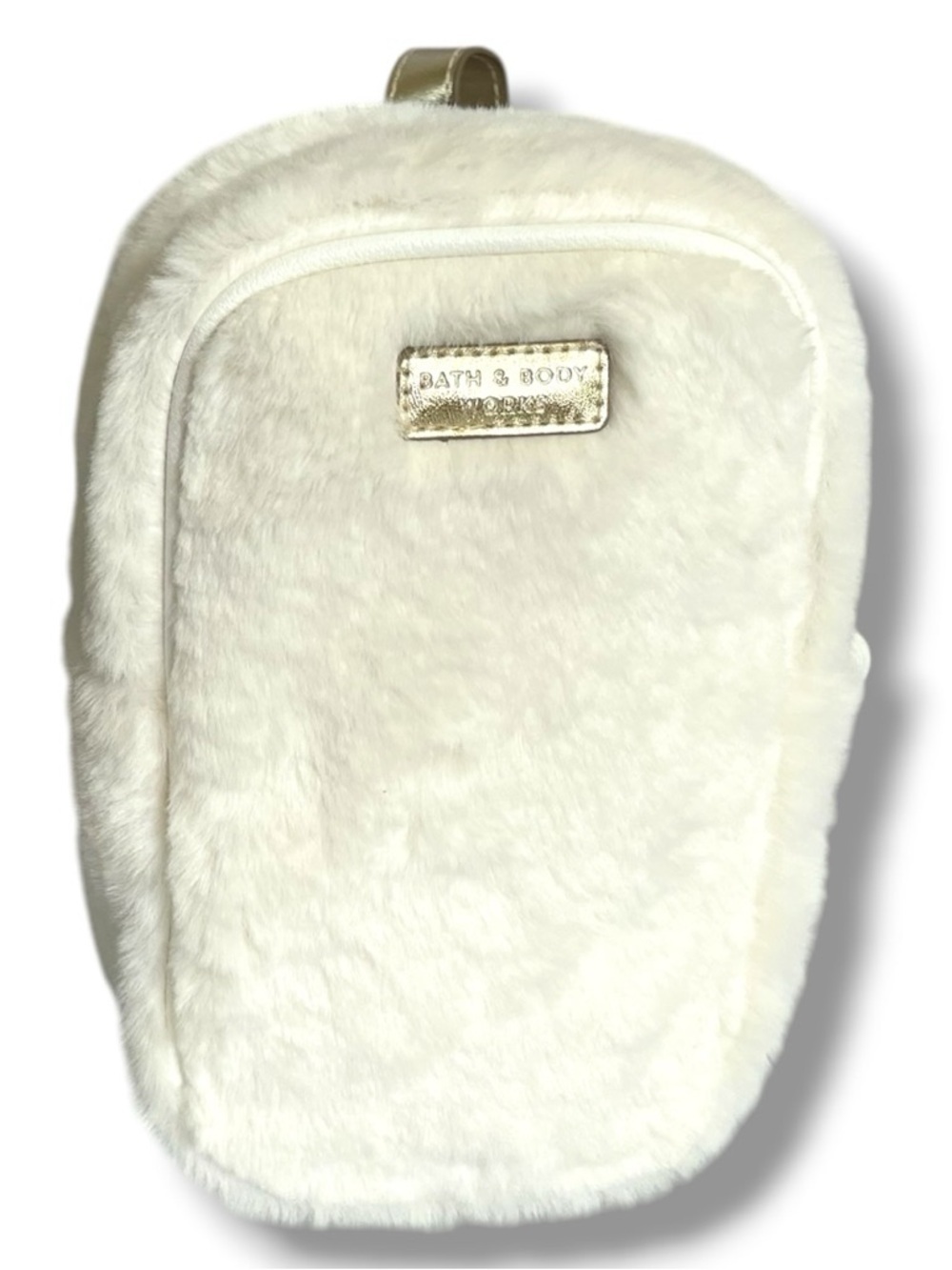 Bath & Body Works White Faux Fur Mini Backpack Crossbody Bag Plush- Gift NWT